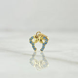 Dije Orejas De Ratón 0.4gr / 1.3cm / Circones Celestes Oro Amarillo 18K