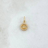 Dije Circulo Ola Cruzada 0.4gr / 1.4cm / Circones Blancos Oro Amarillo 18K