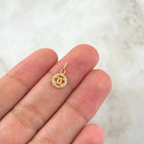 Dije Circulo Ola Cruzada 0.4gr / 1.4cm / Circones Blancos Oro Amarillo 18K
