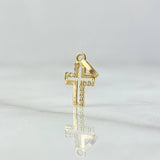 Dije Cruz Parcial 0.3gr / 1.5cm / Circones Blancos Oro Amarillo 18K