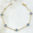 Pulso Aro Seguido Flor 3.1gr / 16cm-18cm / 1.5mm Graduable Borde Texturizado Circones Azules Oro Amarillo 18K