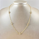 Cadena Aro Seguido Trebol VCyA 6.3gr / 45cm / 1.5mm Nacar Blanco Punteado Oro Amarillo Nac.Esp. 18K
