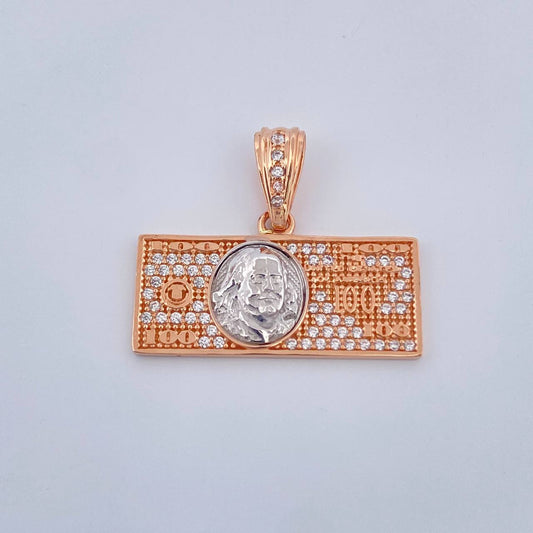 Dije One Dólar 3.35gr / 2.5cm / Dos Oros Blanco Rosa 18K &