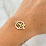 Herraje Circulo Corona Punteada 2.05gr / 1.5cm / Circones Blancos Verdes Oro Amarillo 18K *