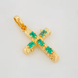 Dije Cruz Tronco Esmeraldas 25pts 1.65 g / 2.4 cm Oro Amarillo 18K