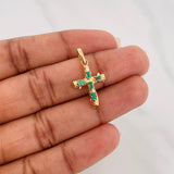 Dije Cruz Tronco Esmeraldas 25pts 1.65 g / 2.4 cm Oro Amarillo 18K