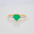 Anillo Corazon Esmeralda 2.15 g / T6 1/2 Dos Oros Amarillo Blanco 18K