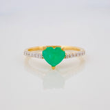 Anillo Corazon Esmeralda 2.15 g / T6 1/2 Dos Oros Amarillo Blanco 18K