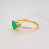 Anillo Corazon Esmeralda 2.15 g / T6 1/2 Dos Oros Amarillo Blanco 18K