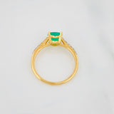 Anillo Corazon Esmeralda 2.15 g / T6 1/2 Dos Oros Amarillo Blanco 18K