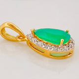 Dije Gota Halo Esmeraldas 0.85 g / 1.5 cm Dos Oros Amarillo Blanco 18K