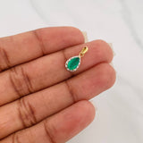Dije Gota Halo Esmeraldas 0.85 g / 1.5 cm Dos Oros Amarillo Blanco 18K