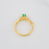 Anillo Solitario Puente Esmeraldas 27 Pts Diamantes 08 Pts 2.25 g / T5 1/2 Dos Oros Amarillo Blanco 18K