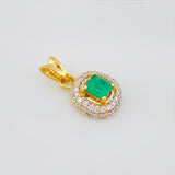 Dije Halo Esmeraldas 26 Pts Diamantes 20 Pts 1.05 g / 1.4 cm Dos Oros Amarillo Blanco 18K