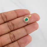 Dije Halo Esmeraldas 26 Pts Diamantes 20 Pts 1.05 g / 1.4 cm Dos Oros Amarillo Blanco 18K