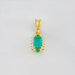 Dije Halo Esmeraldas 33 Pts Diamantes 07 Pts 1.05 g / 1.5 cm Dos Oros Amarillo Blanco 18K
