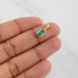 Dije Halo Esmeraldas 33 Pts Diamantes 07 Pts 1.05 g / 1.5 cm Dos Oros Amarillo Blanco 18K
