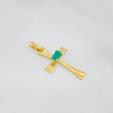 Dije Cruz Esmeralda 0.95 g / 2.5 cm Oro Amarillo 18K