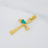 Dije Cruz Esmeralda 0.95 g / 2.5 cm Oro Amarillo 18K