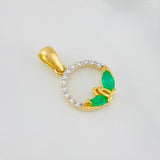 Dije Circulo Petalos Esmeraldas 23 Pts Diamantes 09 Pts 1.4 g / 2 cm Dos Oros Amarillo Blanco 18K