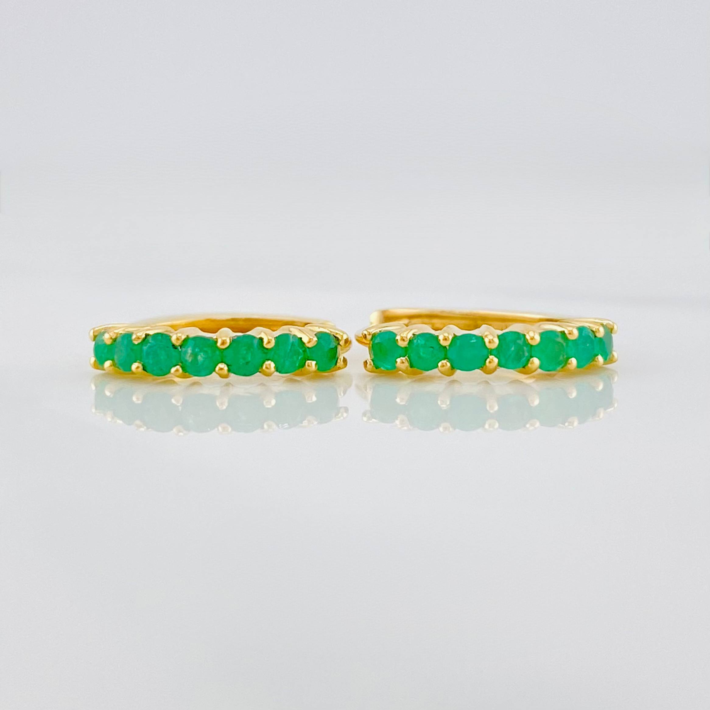 Candongas Carril Intercepto Esmeraldas 29pts 1.6 g / 1.1 cm Oro Amarillo 18K