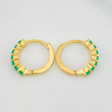 Candongas Carril Intercepto Esmeraldas 29pts 1.6 g / 1.1 cm Oro Amarillo 18K