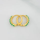 Candongas Carril Intercepto Esmeraldas 29pts 1.6 g / 1.1 cm Oro Amarillo 18K