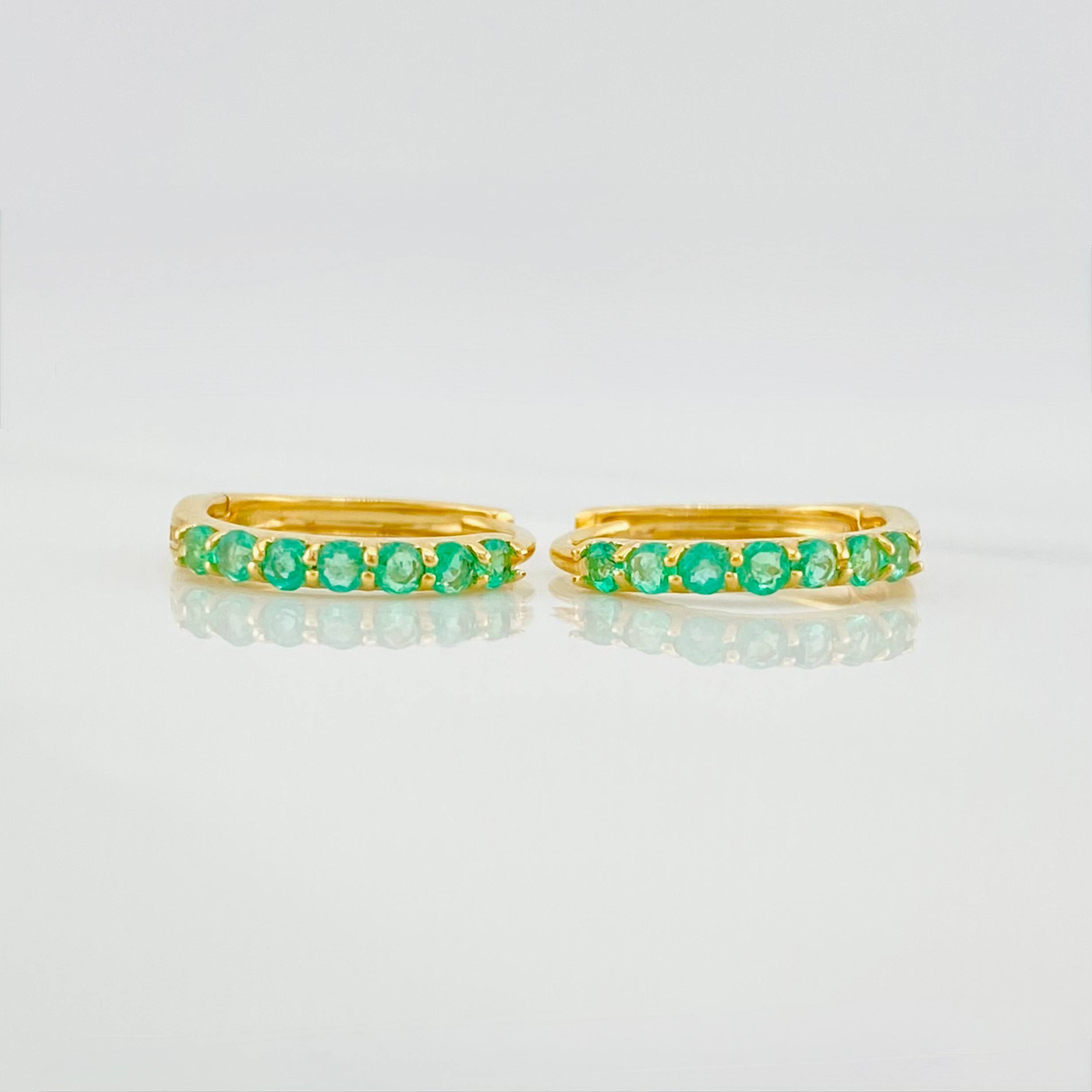 Candongas Aro Esmeraldas 1.25 g / 1.1 cm Oro Amarillo 18K