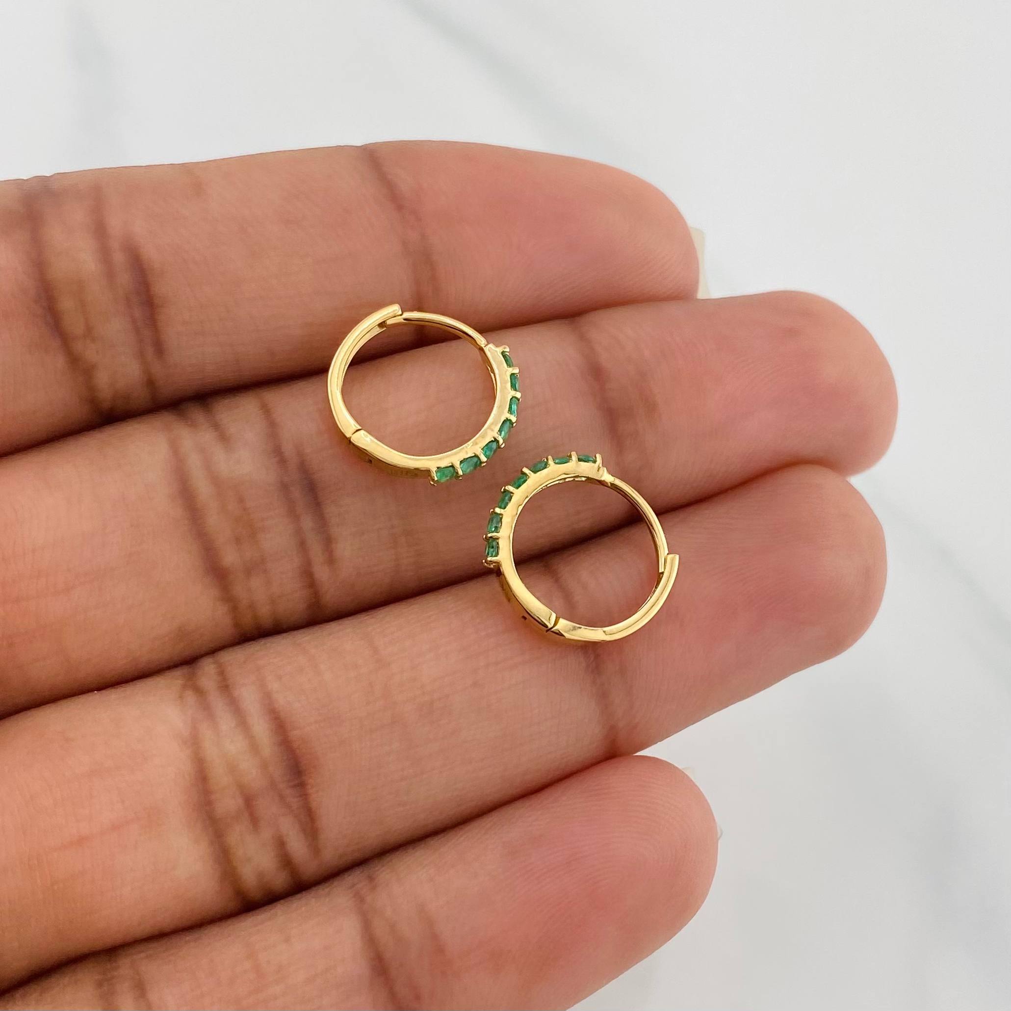 Candongas Aro Esmeraldas 1.25 g / 1.1 cm Oro Amarillo 18K