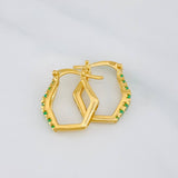 Candongas Hexagonal Esmeraldas 36 Pts 3.1 g / 1.6 cm Oro Amarillo 18K