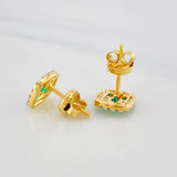 Topos Halo Esmeraldas 2.3 g / 7.9 mm Dos Oros Amarillo Blanco 18K