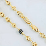Cadena Gc Barril Cauchos Negros 8.9gr / 55cm / 4.5mm Oro Amarillo 18K