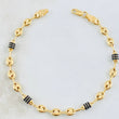 Pulso Gc Barril Cauchos Negros 3.4gr / 17.5cm / 4.5mm Oro Amarillo 18K
