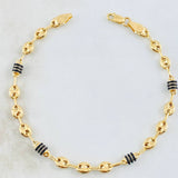 Pulso Gc Barril Cauchos Negros 3.4gr / 17.5cm / 4.5mm Oro Amarillo 18K