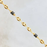 Pulso Gc Barril Cauchos Negros 3.4gr / 17.5cm / 4.5mm Oro Amarillo 18K