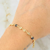 Pulso Gc Barril Cauchos Negros 3.4gr / 17.5cm / 4.5mm Oro Amarillo 18K