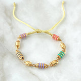Pulsera Beige Retazo Rustico 2.8gr / 5mm Cauchos Colores Oro Amarillo 18K ©