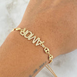 Pulsera Beige Herraje Amor 2.5gr / 6mm GC Diamantados - Circones Blancos Oro Amarillo 18K ©