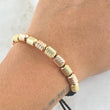 Pulsera Negra Cilindro 3.2gr / 6mm Diamantados 11und Dos Oros Amarillo Rosa 18K ©