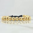 Pulsera Negra Bolas 3.65gr / 6mm Bolas Diamantadas 20und Oro Amarillo 18K ©