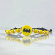 Pulsera Negra Batman 3mm Bolas Diamantadas 8und Oro Amarillo 18K (A.C)