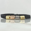 Pulsera Negra Cilindro 1.2gr / 6mm Diamantados 4und Tres Oros 18K ©