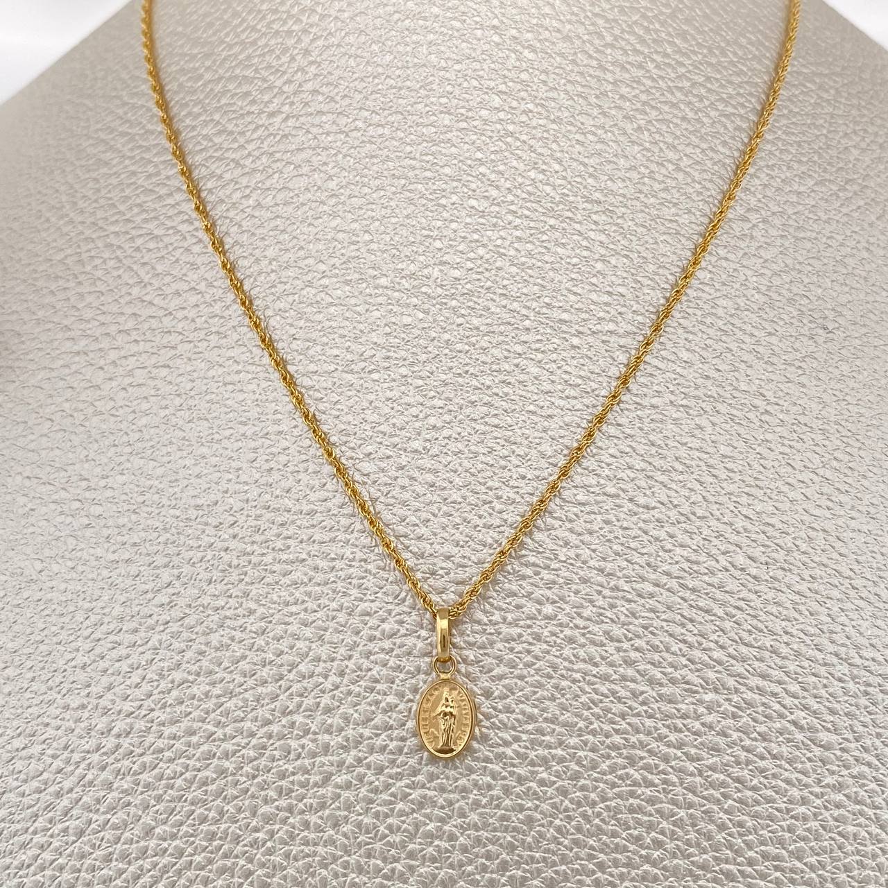 Set Cadena y Dije Lazo + Virgen Maria Auxiliadora 1.2gr / 40cm / Oro Amarillo 18K (Oferta) $