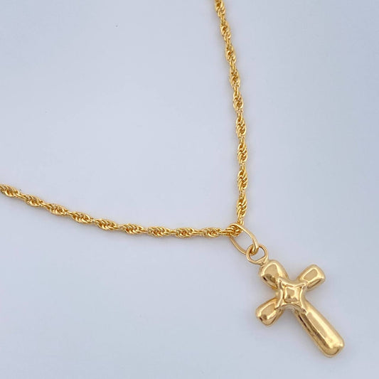 Set Cadena y Dije Lazo + Cruz 1.25gr / 45cm / Oro Amarillo 18K (Oferta) $