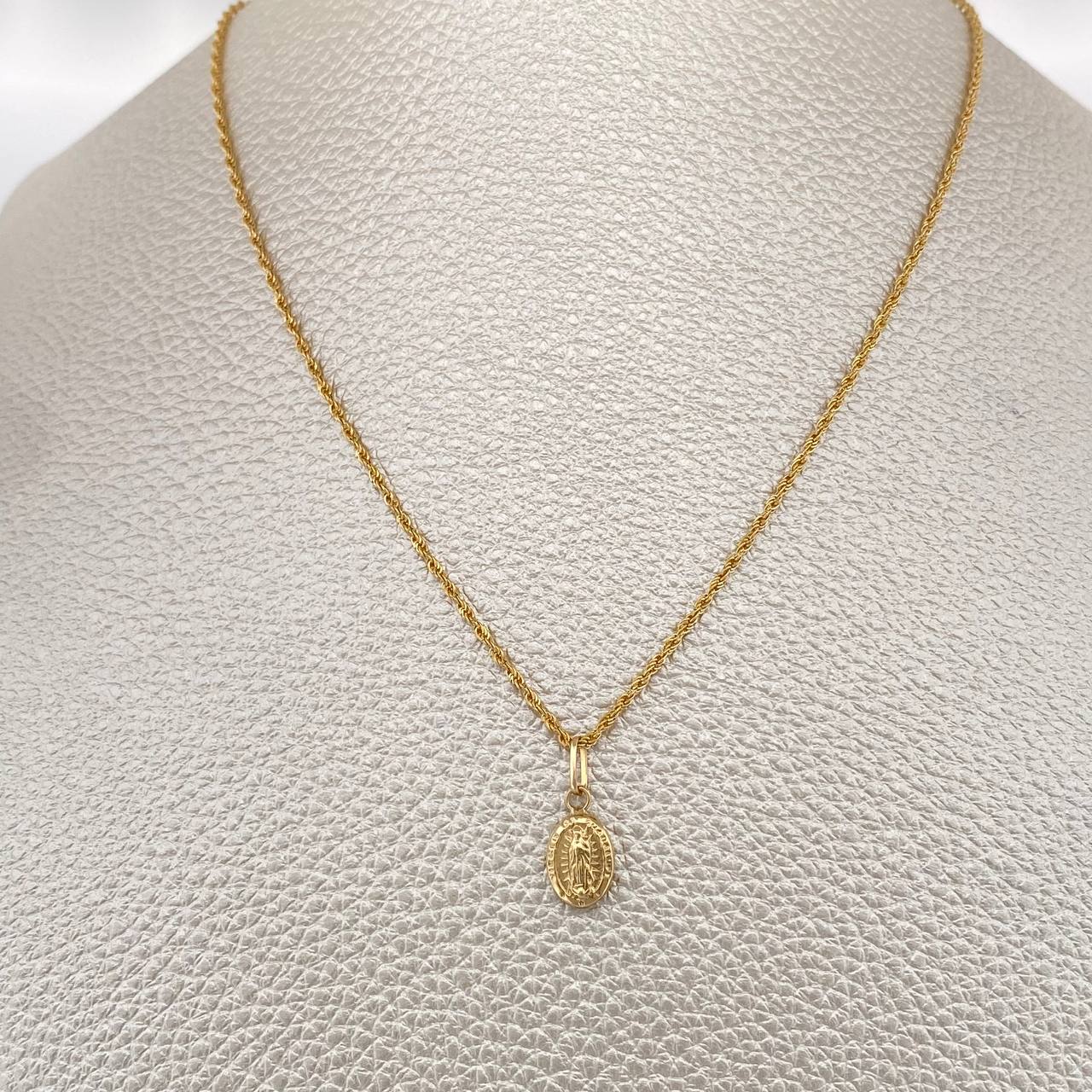 Set Cadena y Dije Lazo + Virgen De Guadalupe 1.1gr / 40cm / Oro Amarillo 18K (Oferta) $