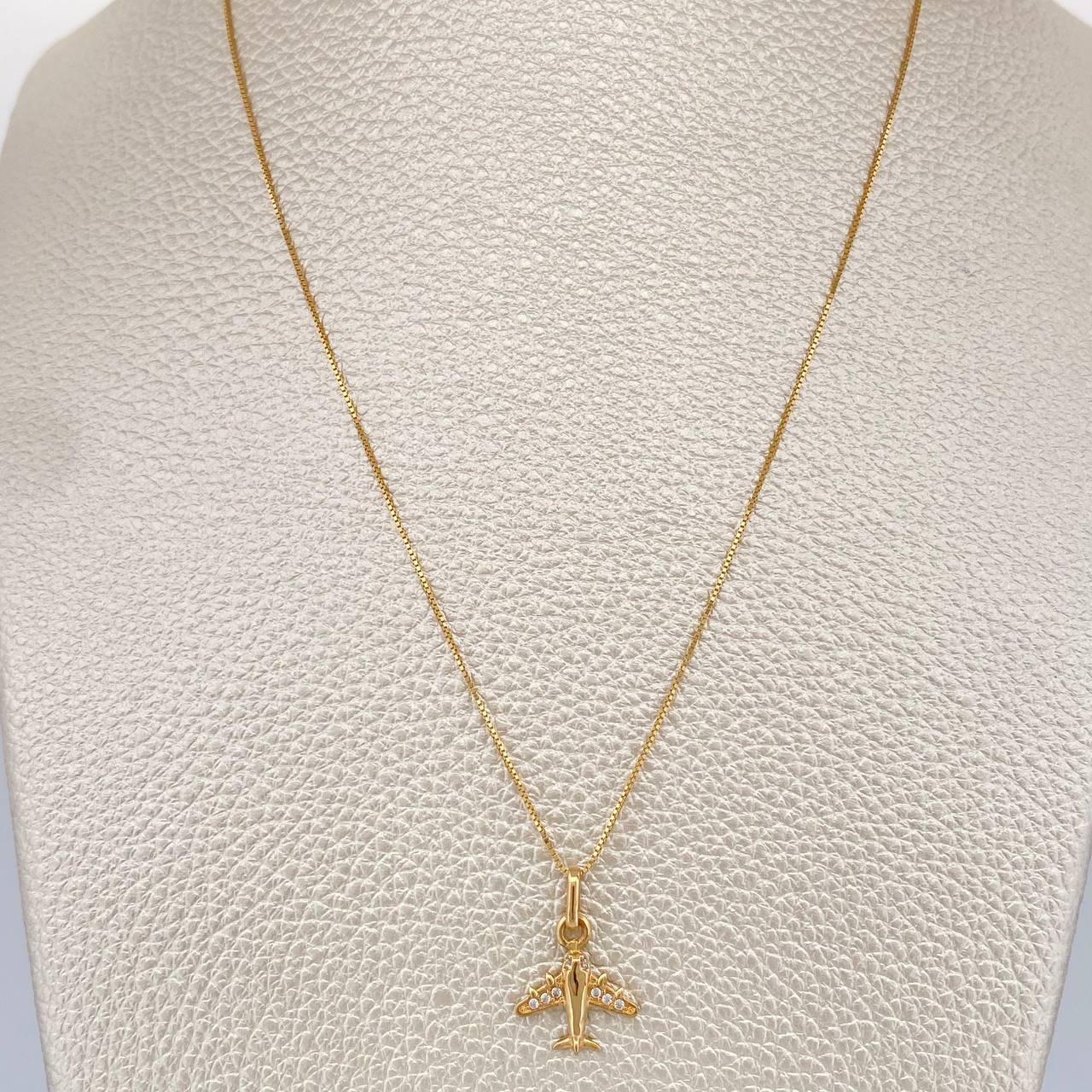Set Cadena y Dije Veneciana + Avion 1.8gr / 40cm / Oro Amarillo 18K (Oferta) $