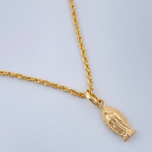 Set Cadena y Dije Lazo + Virgen De Guadalupe 1.5gr / 40cm / Oro Amarillo 18K (Oferta) $