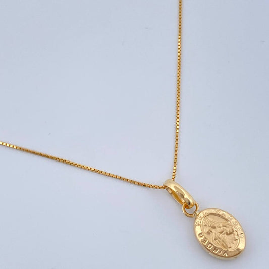 Set Cadena y Dije Veneciana + Virgen Del Carmen 1.2gr / 40cm / Oro Amarillo 18K (Oferta) $