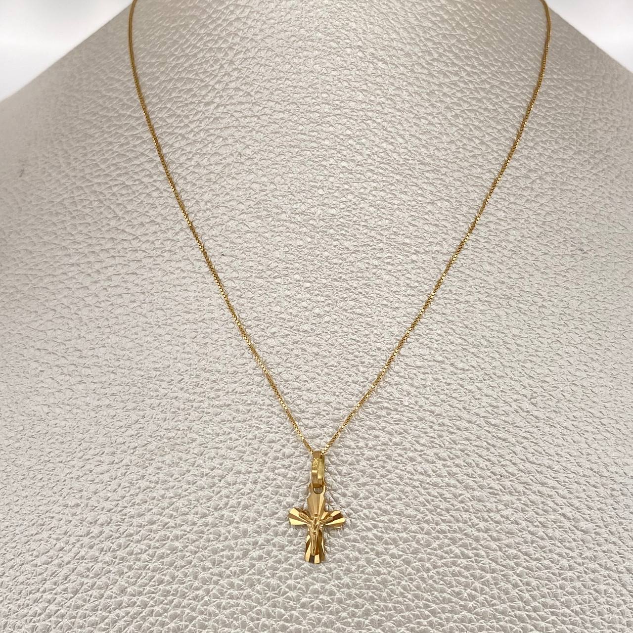 Set Cadena y Dije Veneciana + Cruz Cristo 1.35gr / 40cm / Oro Amarillo 18K (Oferta) $