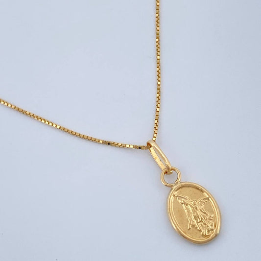 Set Cadena y Dije Veneciana + San Miguel 1.1gr / 40cm / Oro Amarillo 18K (Oferta) $